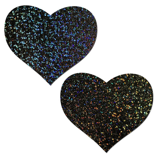 Love: Black Glitter Heart Nipple Pasties by Pastease.