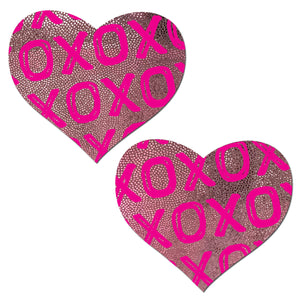 Love: Xs and Os on Baby Pink Hearts Nipple Pasties by Pastease.