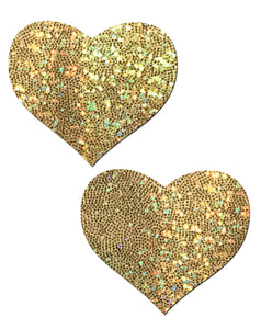 Love: Gold Glitter Heart Nipple Pasties by Pastease.