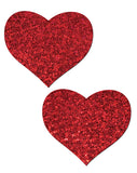 Love: Red Glitter Heart Nipple Pasties by Pastease.