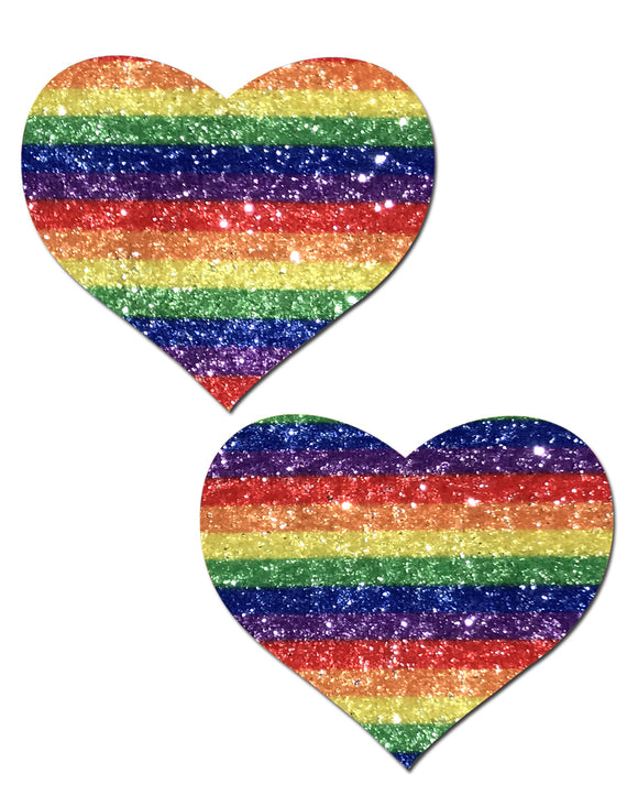 Love: Glittering Double Rainbow Heart Nipple Pasties by Pastease.