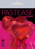 Tassels: Red Holographic Hearts with Tassel Fringe Nipple Pasties by Pastease®