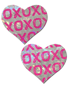 Love: Shattered Glass Disco Ball White with Pink XO Heart Nipple Pasties by Pastease® o/s
