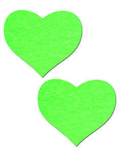 Love: Neon Green and Glow-in-the-Dark Hearts Nipple Pasties by Pastease.