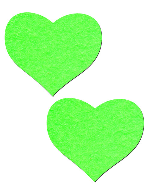 Love: Neon Green and Glow-in-the-Dark Hearts Nipple Pasties by Pastease.