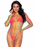 Women's, Rainbow Outfit Fishnet Bodysuit  LA-89230