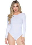 Fashion Bodystockings, Opaque Long Sleeves Bodysuit. Leg Avenue 8578 White.