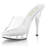 Women 5" Heel Platform Slide Sandal, LIP-101 Pleaser, Clr/Clr