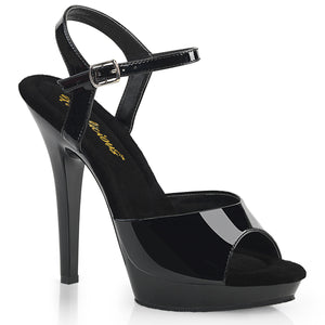 Women 5" Heel Platform Ankle Strap Sandal. Pleaser, LIP-109 Black