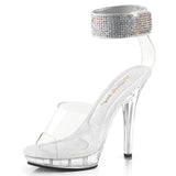 Pleaser, Women 5" Heel Platform Sandal, W/Rhinestones Ankle Cuff . LIP-142 Clr/Clr