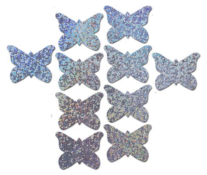 Body Minis: 10 Mini Silver Glitter Butterflies Nipple & Body Pasties by Pastease®  o/s