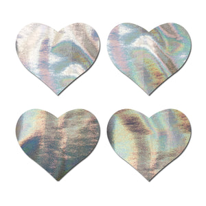 Petites: Two-Pair Small Holographic Hearts Nipple Pasties by Pastease.