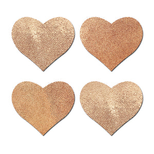 Petite Pasties: Two-Pair Small Rose Gold Hearts Nipple Covers by Pastease®