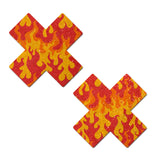 Plus X: Flaming Sparkle Cross Nipple Pasties by Pastease.
