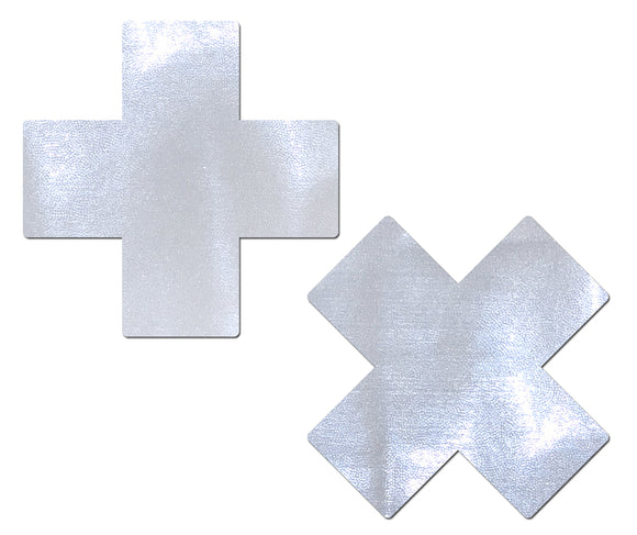 Plus X: Liquid White Cross Nipple Pasties by Pastease.