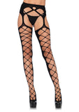 Women's, Diamond net stockings with attached garter belt. Leg Avenue 1778  Black