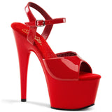 Pleaser Adore-709 Exotic Dancing, Women's, 7" Ankle Strap Platform Sandal. Red