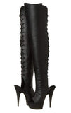 Pleaser DELIGHT-3019 Exotic Dancing, Clubwear Sexy 6" Platform Thigh High Boot. Black Faux/Leather