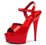 Pleaser DELIGHT-609 Exotic Dancing Shoes 6" Heel Ankle Strap Platform Sandal. Red