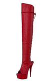 Pleaser DELIGHT-3019 Exotic Dancing, Clubwear Sexy 6" Platform Thigh High Boot. Red Faux/Leather