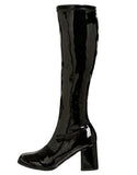 Pleaser Gogo-300 Women's Gogo Boot Stretch 3" Heel Full Inner Side Zipper. Black/Patent