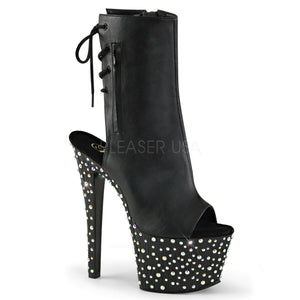Pleaser STARDANCE-1018-7 Clubwear Exotic Dancing 7" Platform Ankle Boot. Black/Faux Leather