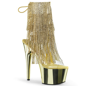 Pleaser Adore-1017RSF Exotic Dancer, Clubwear Ankle Hi Sexy Platform Boot. Gold Chrome