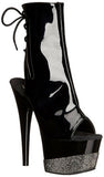 Pleaser ADORE-1018-3 Exotic Dancing Ankle/Mid Calf 7" Heel Platform Boots. Blk/Blk