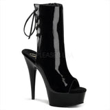 Pleaser DELIGHT-1018 Clubwear, Exotic Dancing, 6" Platform Ankle/Boots.  Black Patent