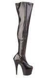 Pleaser ADORE-3000 Exotic Dancing Clubwear Sexy 7" Heel Platform Thigh High Boot. Black Stretch Faux/Leather