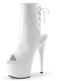 Pleaser ADORE-1018 Exotic Pole Dancing Ankle/Mid Calf Sexy 7" Platform Boots. White/Faux Leather