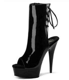 Pleaser DELIGHT-1018 Clubwear, Exotic Dancing, 6" Platform Ankle/Boots.  Black Patent