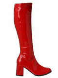 Pleaser Gogo-300 Women's Gogo Boot Stretch 3" Heel Full Inner Side Zipper. Red/Patent