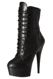 Pleaser Delight-1020 Exotic Dancing Clubwear 6" Heel Platform Ankle Boot.  Black Faux Leather