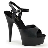 Pleaser DELIGHT-609 Exotic Dancing Shoes 6" Heel Ankle Strap Platform Sandal.  Blk Faux Leather