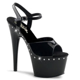 Pleaser Adore-709LS  Exotic Dancing, Women's, 7" Ankle Strap Platform Sandal. Black/Black