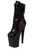 Pleaser XTREME-1020 Exotic Dancing Super High Ankle/Mid Calf High Boots. Black/Patent