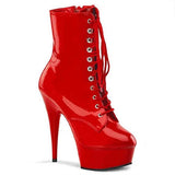 Pleaser Delight-1020 Exotic Dancing Clubwear 6" Heel Platform Ankle Boot.  Red/Patent