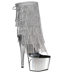 Pleaser Adore-1017RSF Exotic Dancer, Clubwear Ankle Hi Sexy Platform Boot. Silver/Chrome