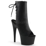 Pleaser ADORE-1018 Exotic Pole Dancing Ankle/Mid Calf Sexy 7" Platform Boots. Black/Faux Leather