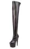 Pleaser ADORE-3000 Exotic Dancing Clubwear Sexy 7" Heel Platform Thigh High Boot. Black Stretch Faux/Leather