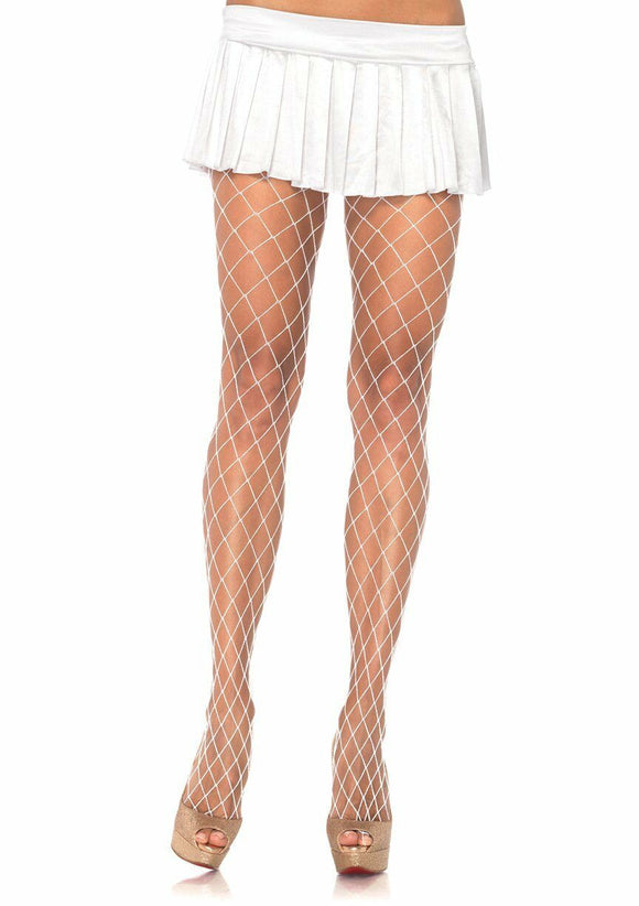 Lady's, Women's Diamond Fishnet Sexy Stockings. Leg Avenue 9005 White