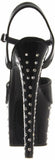 Pleaser STARDUST-709 Women's Stiletto Heel Ankle Strap 7" Platform Sandal. Blk Pat/Blk
