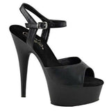 Pleaser DELIGHT-609 Exotic Dancing Shoes 6" Heel Ankle Strap Platform Sandal.  Blk Faux Leather