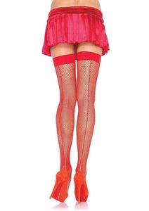 Exotic, Fishnet Thigh High Stockings With Backseam, Leg Avenue 9112, Red