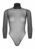 Lady's Fishnet High Neck Long Sleeved Bodysuit. Leg Avenue 89211 Black