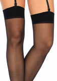 Sexy Sheer Elastic Top Thigh High Stockings Hosiery. Leg Avenue 1001 Black