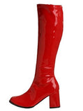 Pleaser Gogo-300 Women's Gogo Boot Stretch 3" Heel Full Inner Side Zipper. Red/Patent