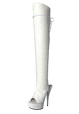 Pleaser DELIGHT-3019 Exotic Dancing, Clubwear Sexy 6" Platform Thigh High Boot. White Faux/Leather