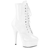 Pleaser Delight-1020 Exotic Dancing Clubwear 6" Heel Platform Ankle Boot.  White/Patent